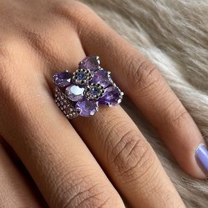 Lavender Gem Butterfly Adjustable Ring